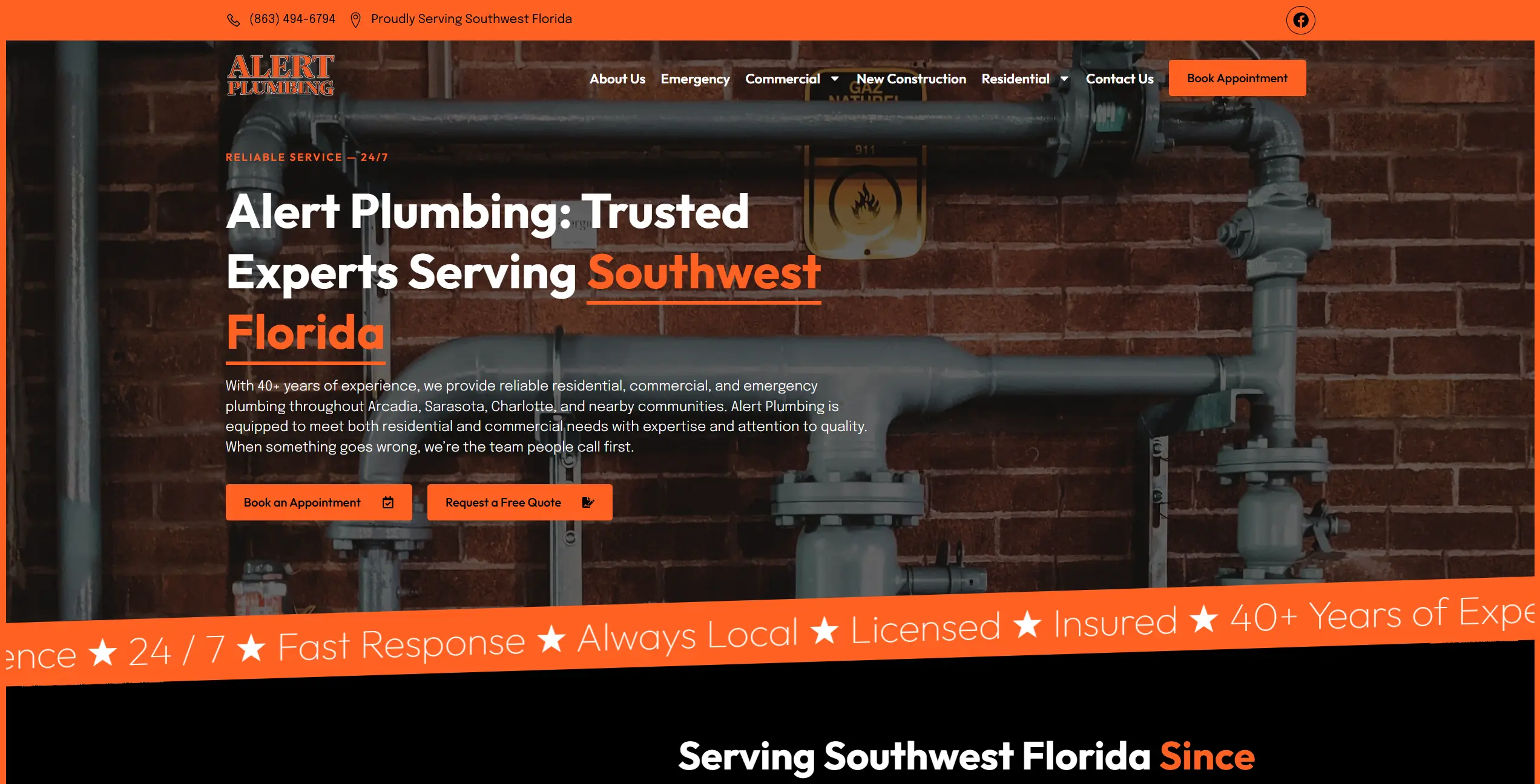 Alert Plumbing website featured design preview