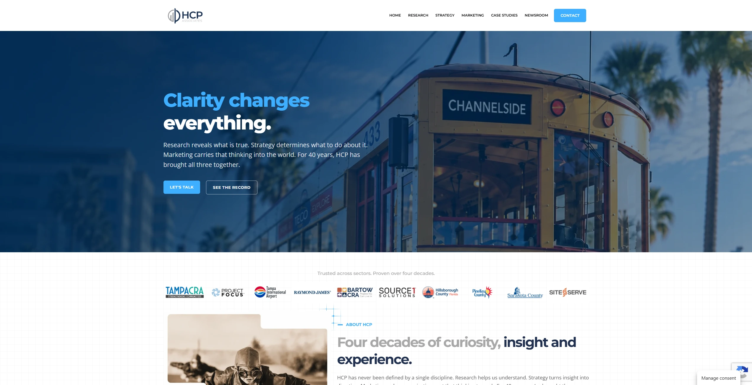 HCP Associates website featured preview showing the research, strategy and marketing design