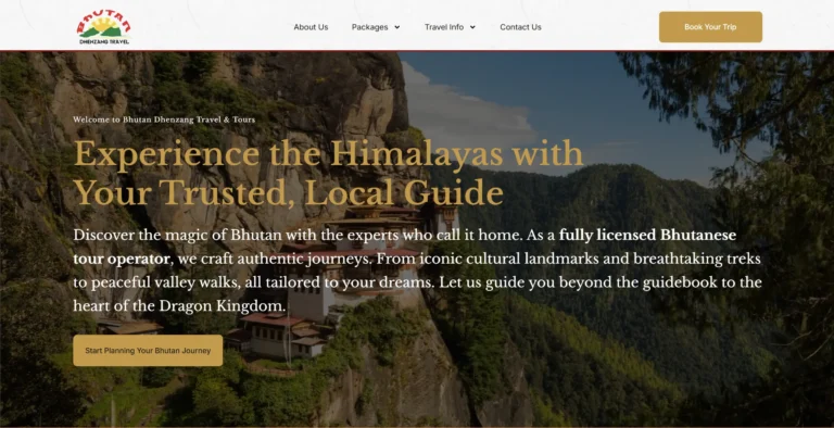 Bhutan Dhenzang Travel & Tours website design