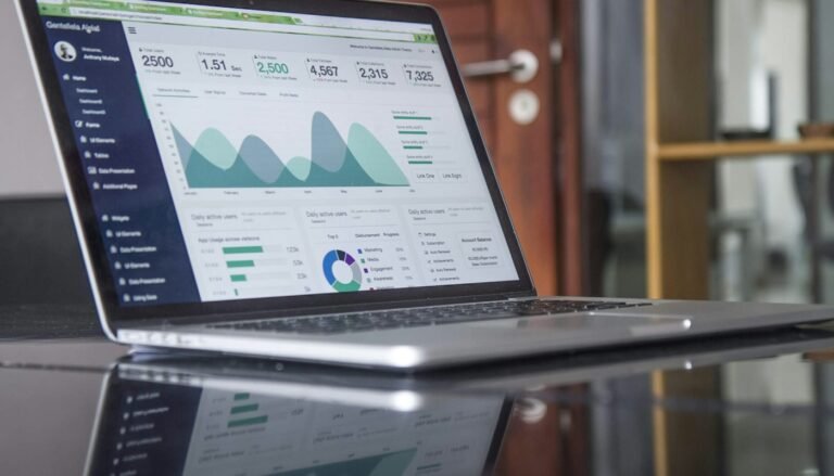 Analytics dashboard on a laptop screen, representing website performance